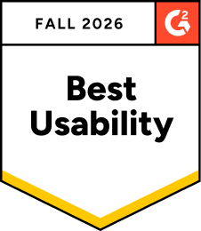 Best Usability 2026 Award badge for "Best Usability," Fall 2026, with a red G2 logo in the top right corner.